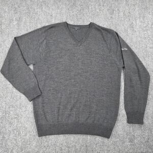 Turtleson Sweater Mens XL Gray V Neck Merino Wool Long Cove Club Golf Pullover